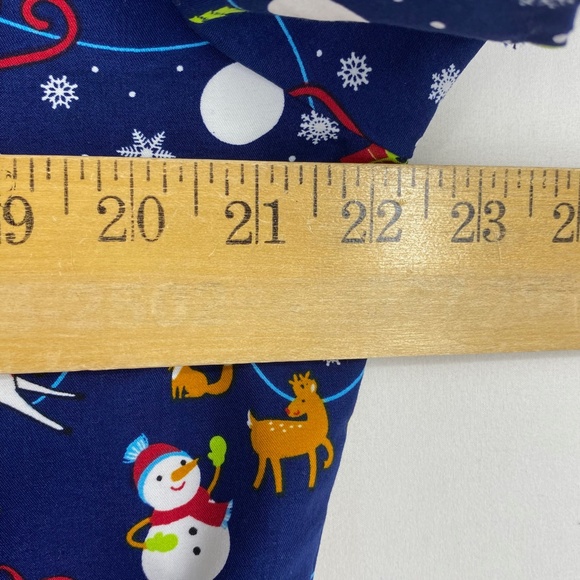 Serene Uniforms Womens Size Large Scrub Top Blue Christmas Santa Claus Unicorn - Picture 8 of 9